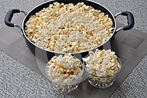 Newly cooked popcorn