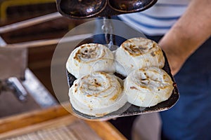 Newly cooked traditional umegae mochi in dazaifu temmangu shrine