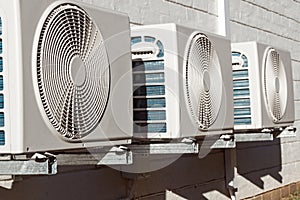 Newly Installed Airconditioning Units Mounted on Brick Wall
