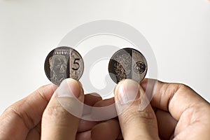 A newly issued five peso coins of Banko Sentral ng Pilipinas photo