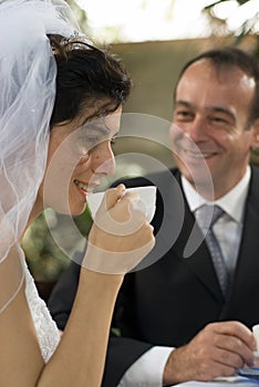 Newly Married Wife Drinking - vertical