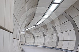 The newly opened Elizabeth Line underground train station at Bond Street with modern interior.