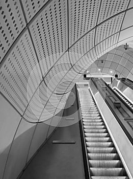 The newly opened Elizabeth Line underground train station at Bond Street with modern interior. photo