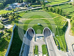 Newly opened highway tunnel in Poland