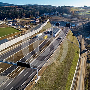 Newly opened highway tunnel in Poland in November 2022