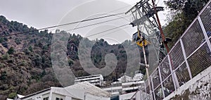 Newly opened ropeway at Vaishno Devi which is used as a transport from Bhawan to Bhairo mandir