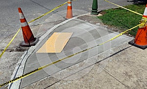 Newly Poured Cement Handicapped Ramp