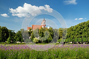 Newly renovated Lukiskes square in Vilnius. Sunny summer day in UNESCO-inscribed Old Town of Vilnius, the heartland of the city