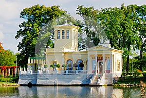 Newly restored Tsarina's Pavilion in Peterhof Uppe