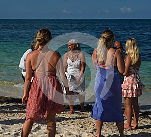 Newly Weds at the beach at Finest Playa Mujeres Resort in Cancun, Mexico