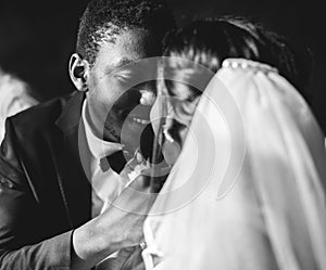 Newlywed African Descent Bride Groom Wedding Celebration