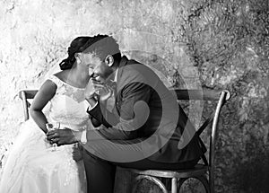 Newlywed African Descent Couple Wedding Celebration