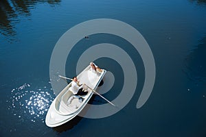 Newlywed couple on the boat