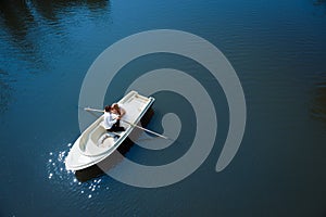 Newlywed couple on the boat