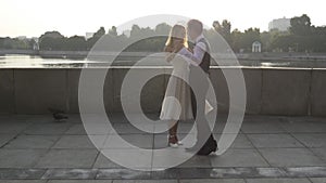 Newlywed couple performing an elegant dance