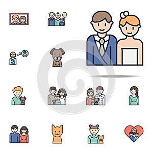 newlyweds cartoon icon. Family icons universal set for web and mobile