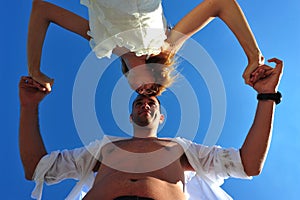 Newlyweds couple, honeymoon dance