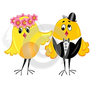 Newlyweds.couple on wedding. illustration.