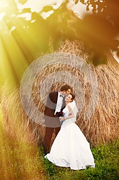 Newlyweds in garden