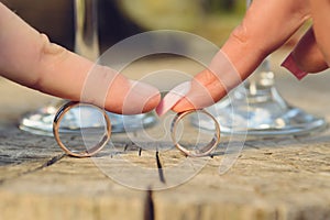 newlyweds with golden rings