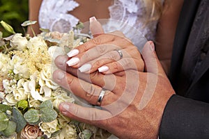 Newlyweds hands