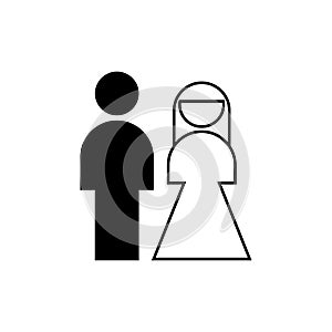 Newlyweds icon. Wedding sign. Marriage symbol