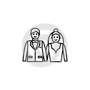 newlyweds line icon. Elements of wedding illustration icons. Signs, symbols can be used for web, logo, mobile app, UI, UX