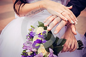 The newlyweds put ring