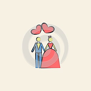 newlyweds sketch illustration. Element of colored wedding icon for mobile concept and web apps. Sketch style newlyweds icon can be
