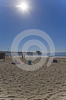 Newport Beach Pier with the Sun