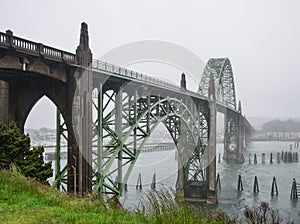 Newport, Oregon bridge in the fog photo