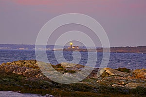 Newport RI lighthouse sunset