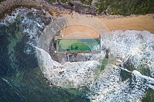 Newport Rock pool, Newport Beach, Sydney Australia aerial photo