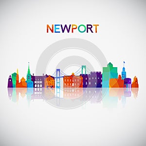 Newport skyline silhouette in colorful geometric style. photo