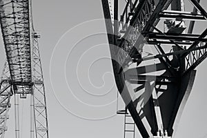 Newport Transporter Bridge in black and white