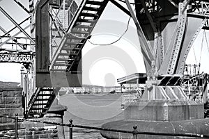 Newport Transporter Bridge in black and white