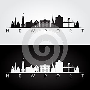 Newport USA skyline and landmarks silhouette photo