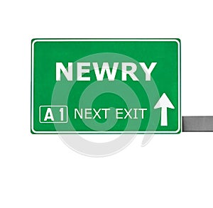 NEWRY road sign isolated on white
