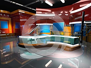 News 3-d Virtual Set in red