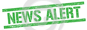 NEWS ALERT text on green grungy rectangle stamp