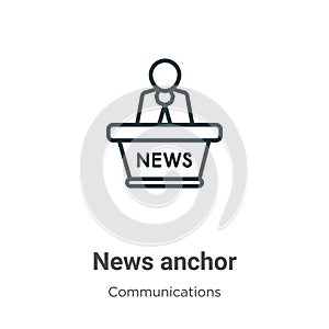 News anchor outline vector icon. Thin line black news anchor icon, flat vector simple element illustration from editable