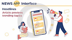 News app interface with headlines and article previews for information Generative AI