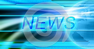 News background wallpaper. Title NEWS at the center of banner at blue background.