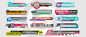News bar. Lower third news banner vector set.