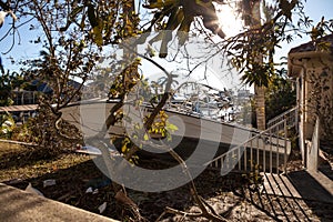 NEWS Ã¢â¬âBoat pushed on land during Hurricane Ian storm surge flooding in Naples, Florida