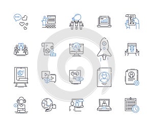 News business line icons collection. Headlines, Coverage, Reportage, Newsworthy, Editorials, Journalistic, Breaking