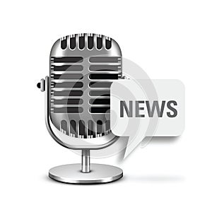 news caption beside microphone. Vector illustration decorative design