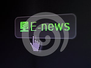 News concept: E-news and Computer Pc on digital button background photo
