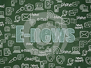 News concept: E-news on School board background