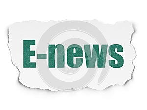 News concept: E-news on Torn Paper background